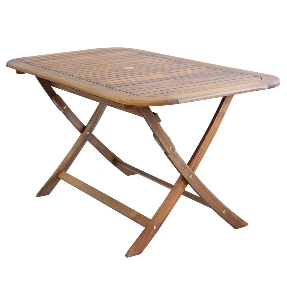 Tavolo rettangolare pieghevole in acacia marrone 150x80x74 - Marrone - LEGNO