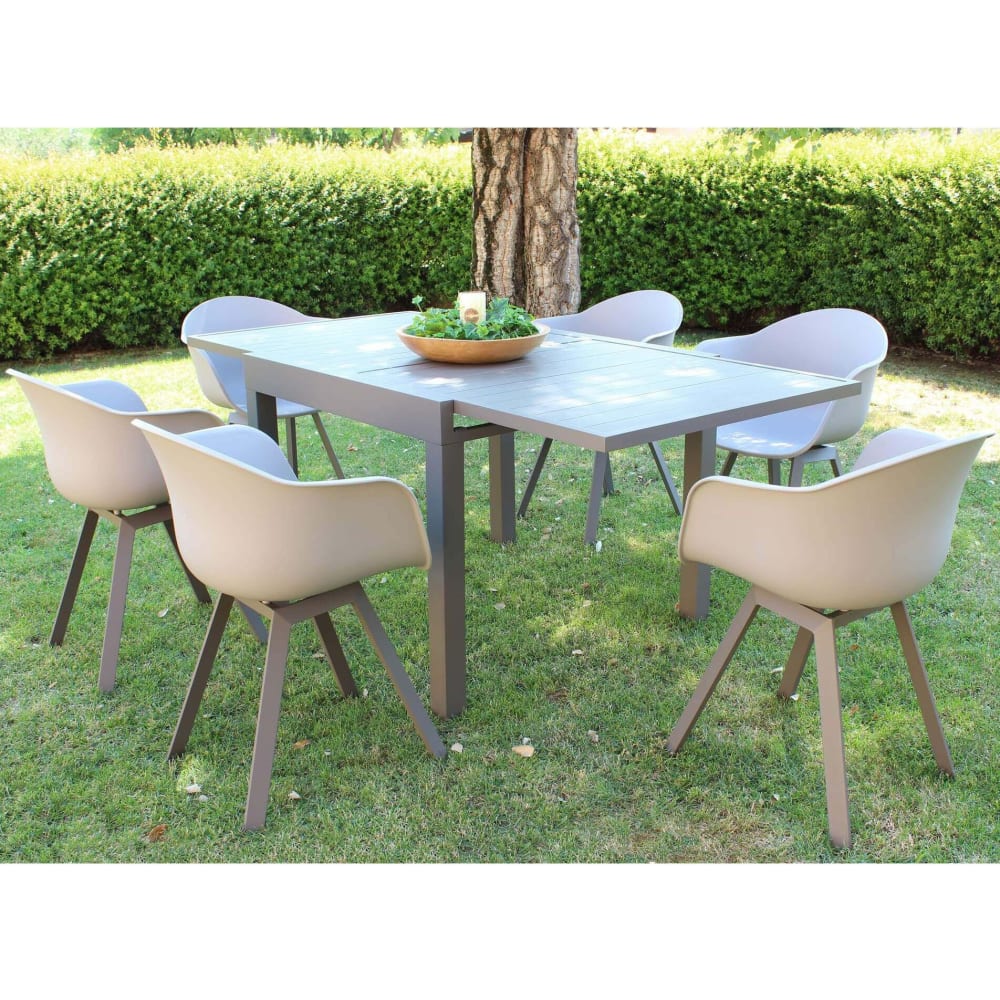 Tavolo in alluminio taupe 90x90x75 - Alluminio