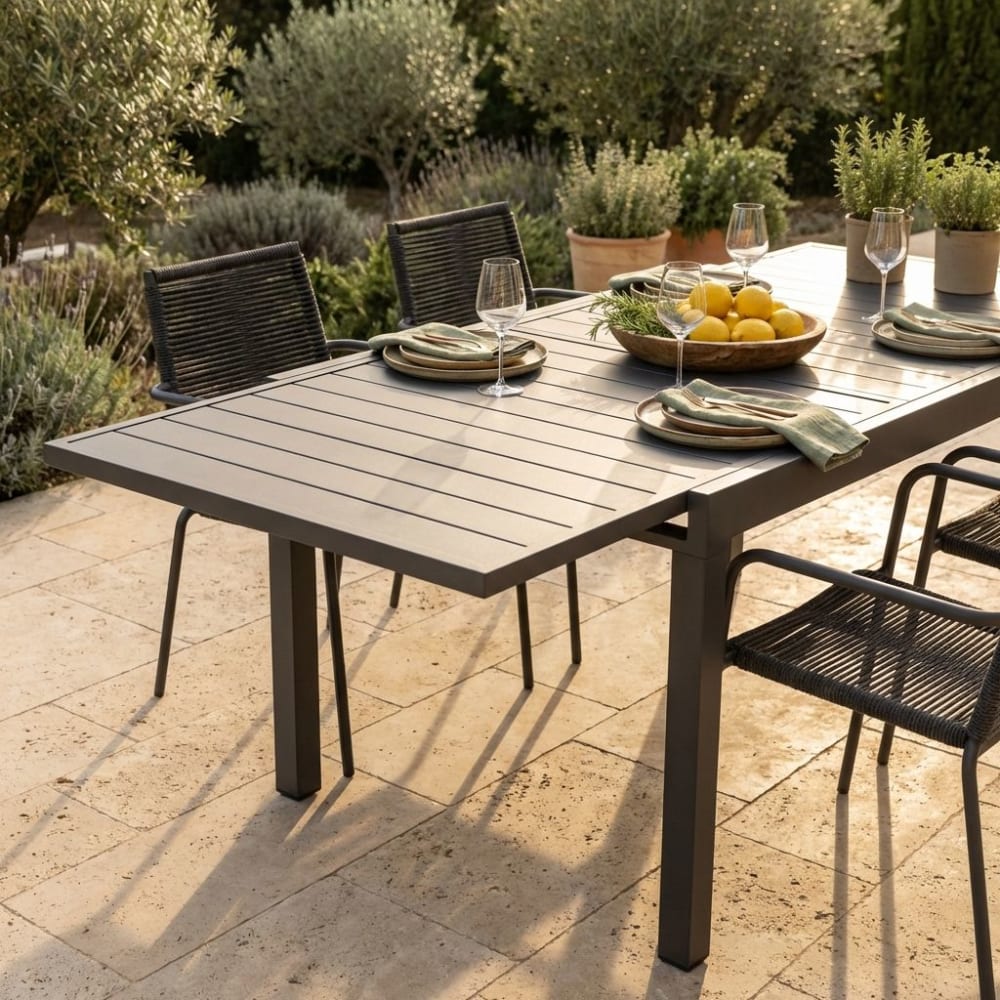 Tavolo in alluminio taupe 90x90x75 - Milani Home