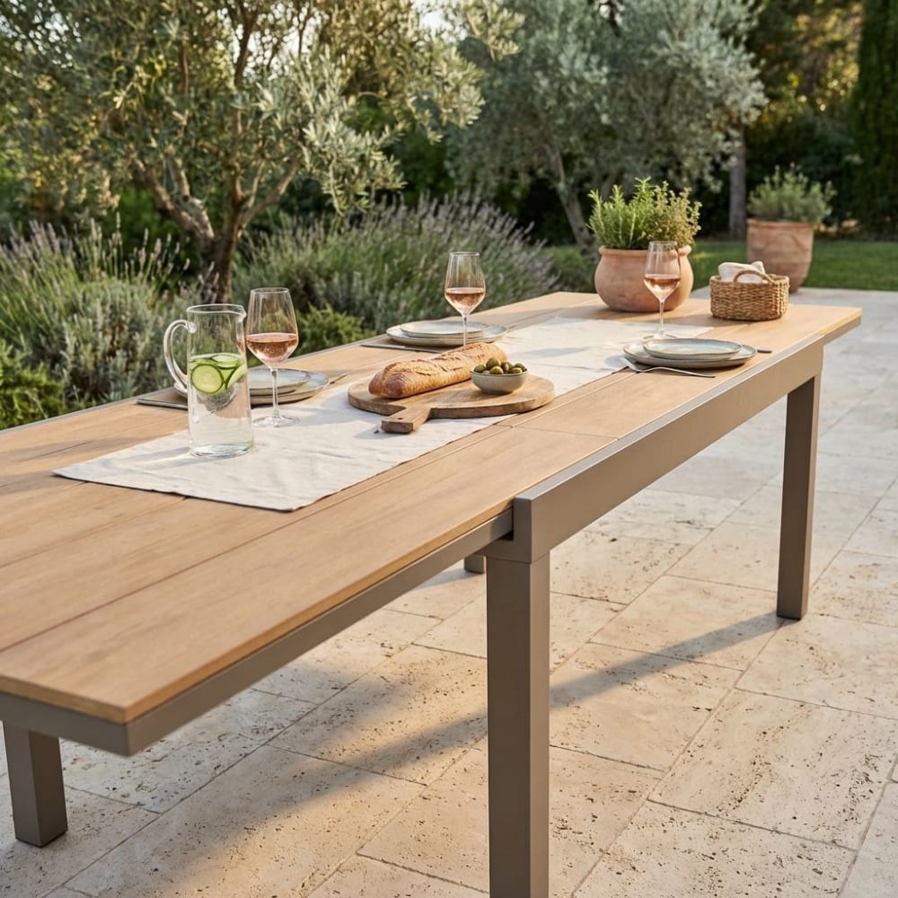 Tavolo in alluminio/polywood taupe 160x95x74 - Milani Home
