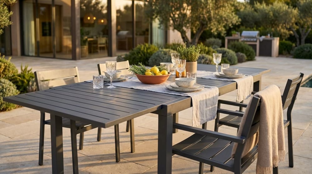 Tavolo in alluminio antracite 200x100x75 - Milani Home