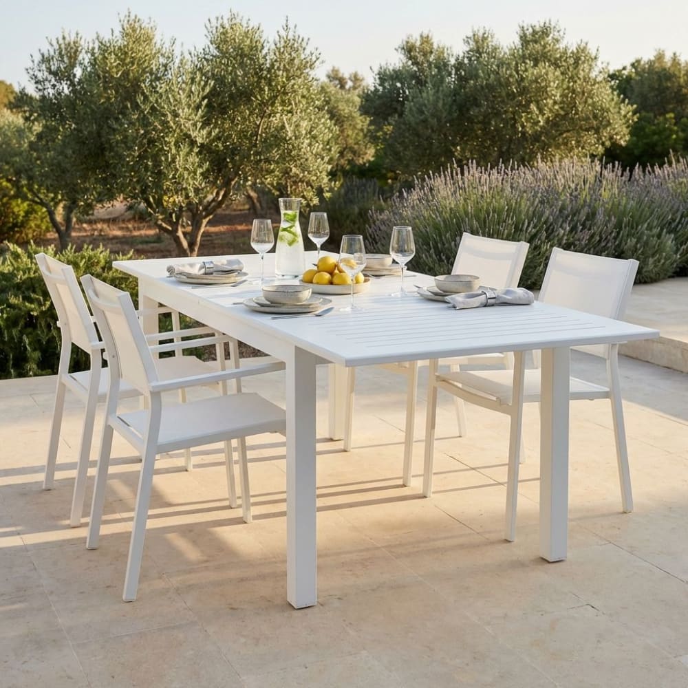 Tavolo in alluminio bianco 151x89x75 - Milani Home