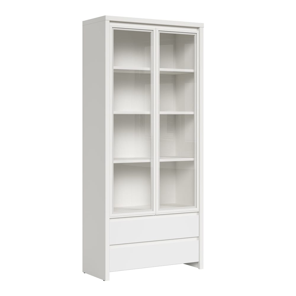 Petits meubles Geschirrschrank 2 Türen 2 Schubladen Laminierte Spanplatten Weiß matt Weiß Spanplatte