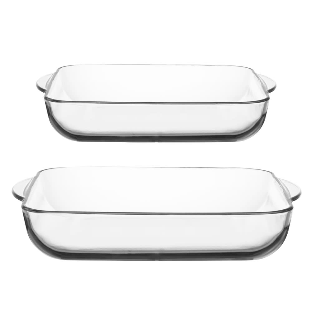 Lot de 2   carrés 22+28 cm transparents / cristal en verre
