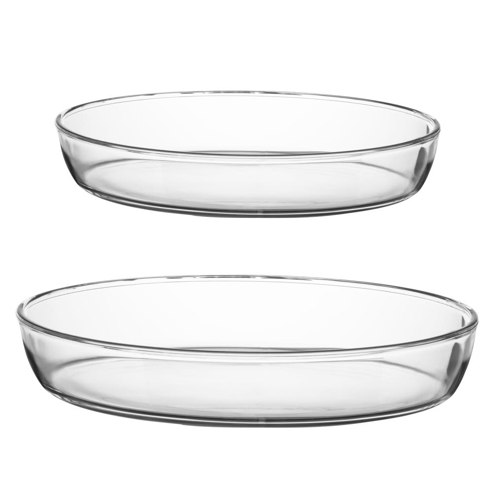 Lot de 2 plats ovales 26+35 cm transparent en verre