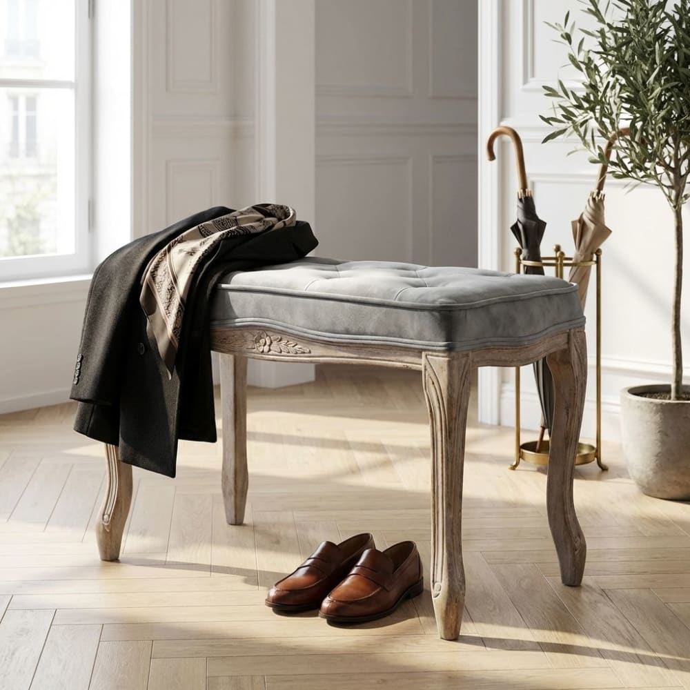 Sgabello in legno grigio 50x36x47 - Milani Home