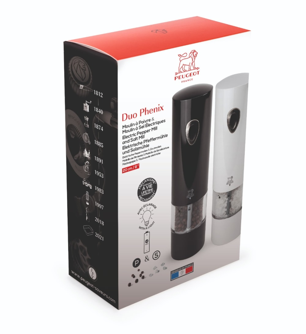 Phenix Moulins à poivre et sel électrique Phenix noir et blanc 20cm