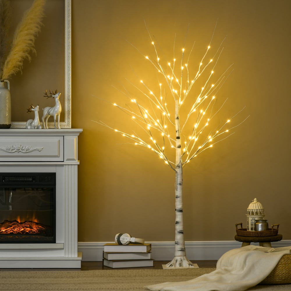 Arbre lumineux bouleau 96 leds blanc chaud h.1,5 m - Maisons du Monde