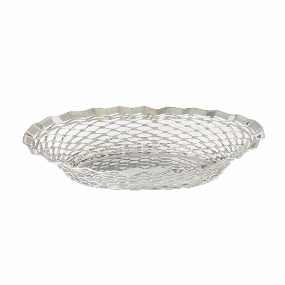 Corbeille à pain inox ovale 25x18 cm argent / métallique en acier