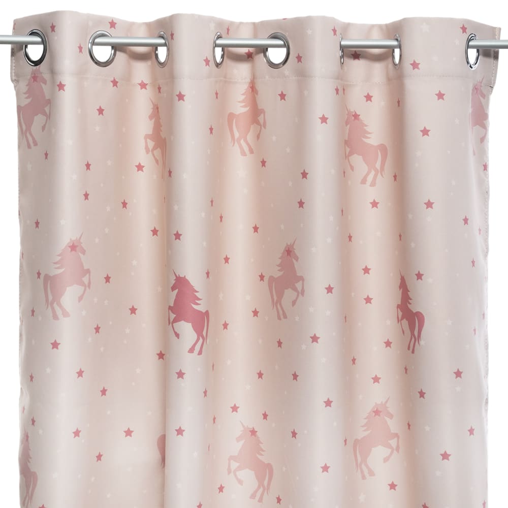 Rideau licorne phosphorescent polyester rose clair 140x250 cm