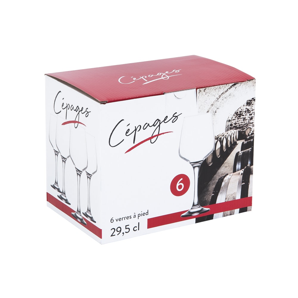 Boîte de 6 verres à pied cépages 29,5 cl transparent / cristal - Maisons du Monde