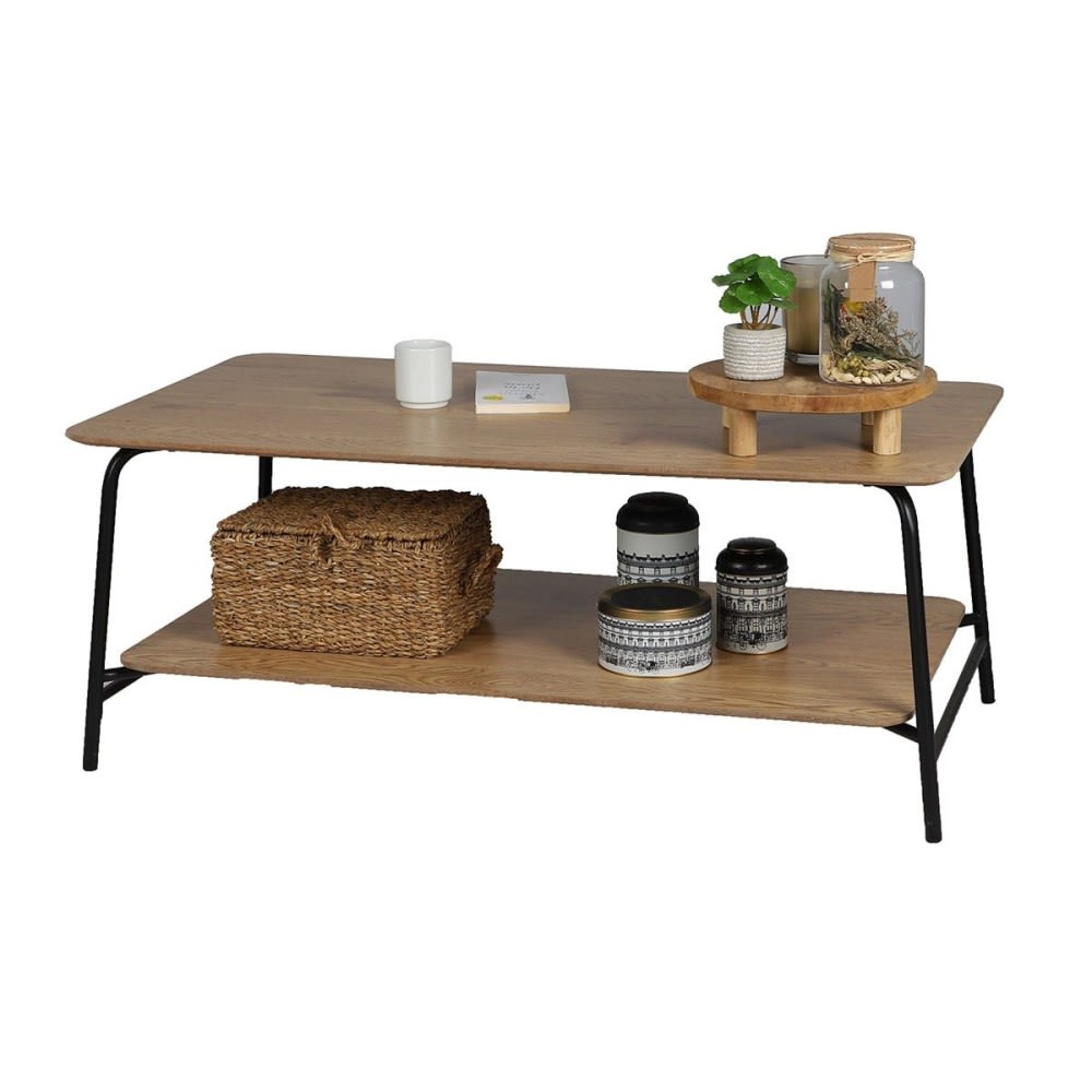 Fornord Table basse 2 niveaux marcel Marron Métal - 110x44x60cm