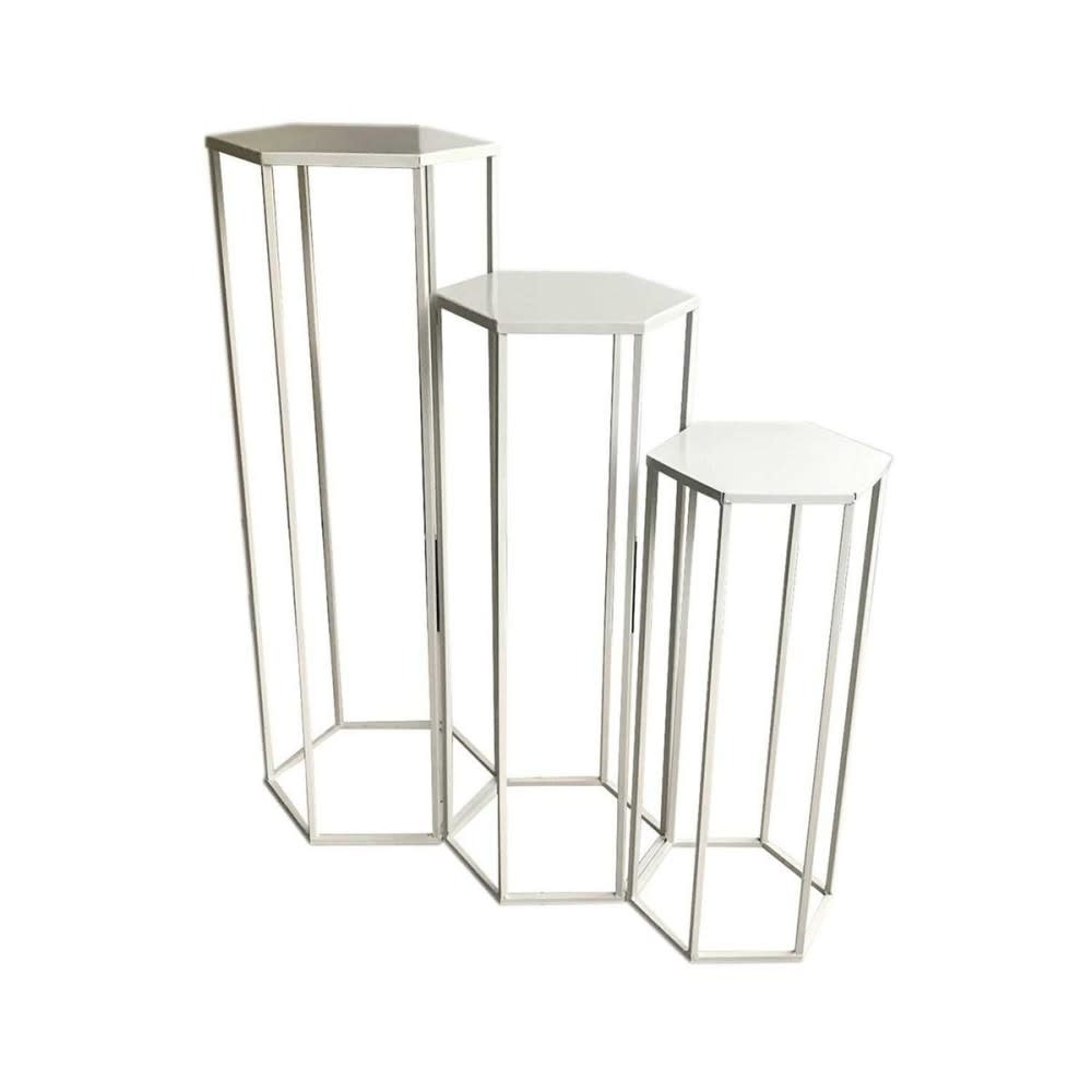 The Home Deco Factory Lot de 3 sellettes gigognes métal blanc Blanc Métal - 35x90x35cm