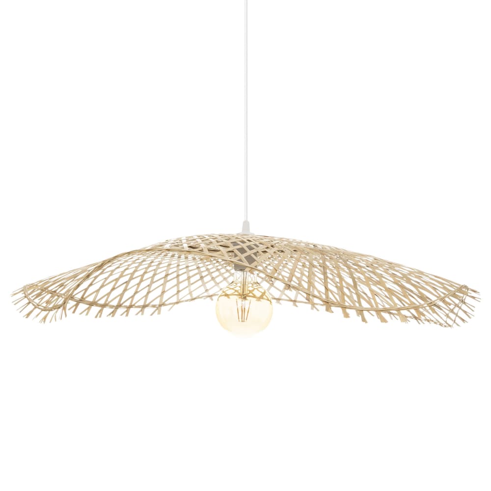 Suspension au style chapeau de paille bambou naturel Ø 75 cm