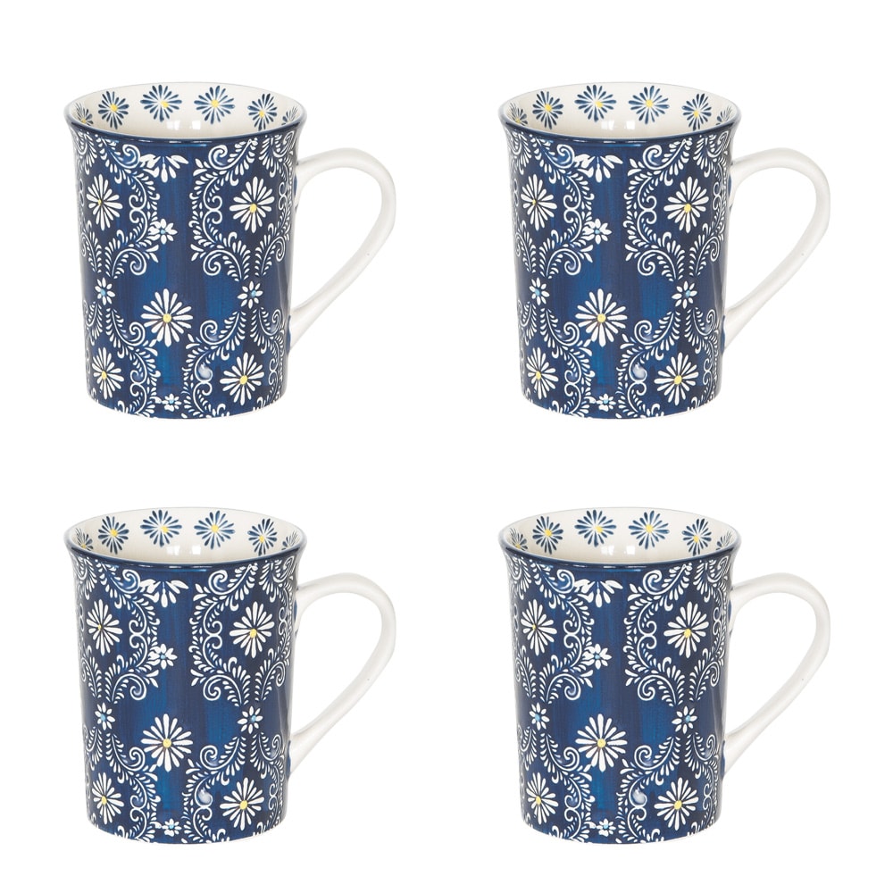 Coffret de 4 mugs  30 cl bleus en grès