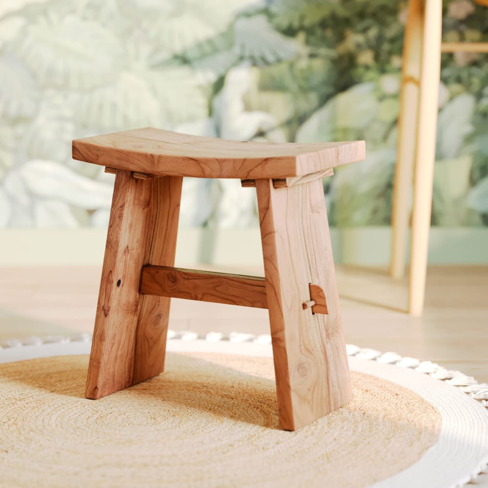 Sgabello in legno di teak riciclato - Maison Pavane