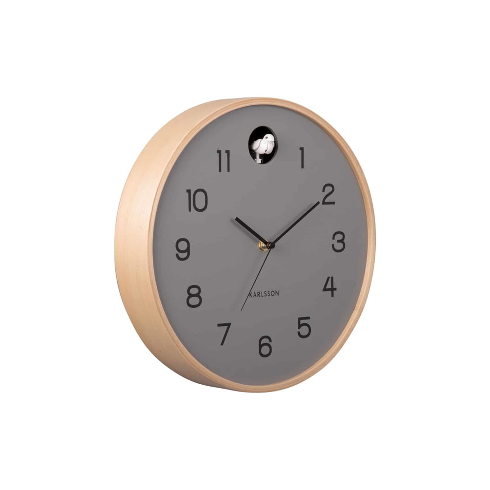 Horloge murale bois de bouleau gris Ø31,5cm