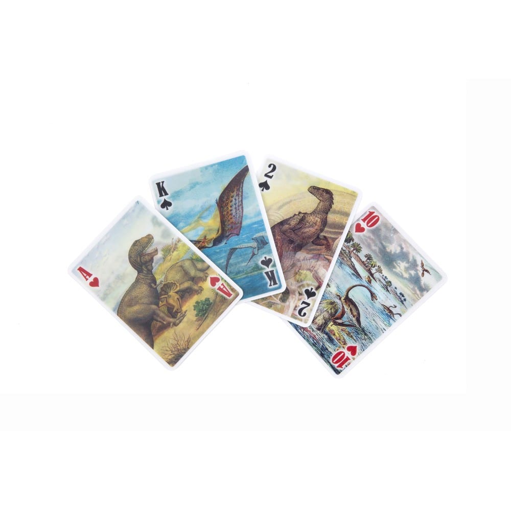 KIKKERLAND Un jeu de cartes sur le thème des dinosaures avec des images 3D. Dimensions : 10 x 7 x 2.5cm matière : PVC