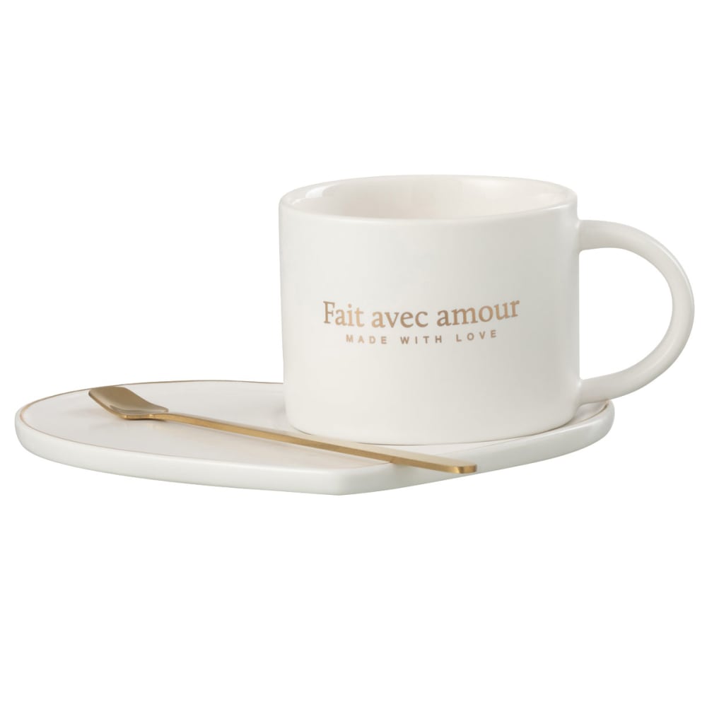 Coffret tasse soucoupe et cuillère coeur Coffret tasse soucoupe et cuillère coeur