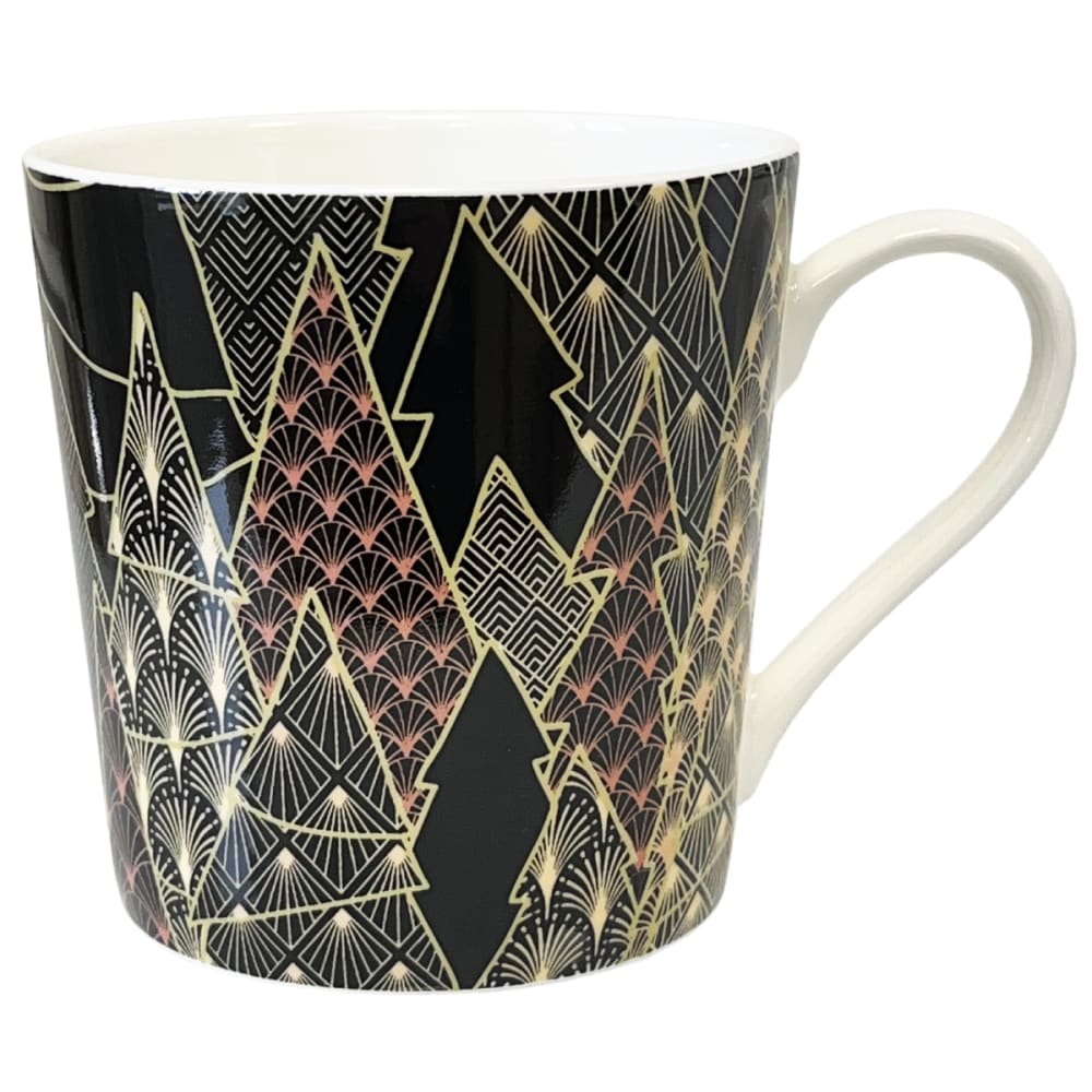 Tasse en porcelaine fine sapin or