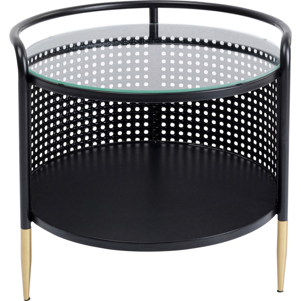Table d'appoint ronde en verre et acier