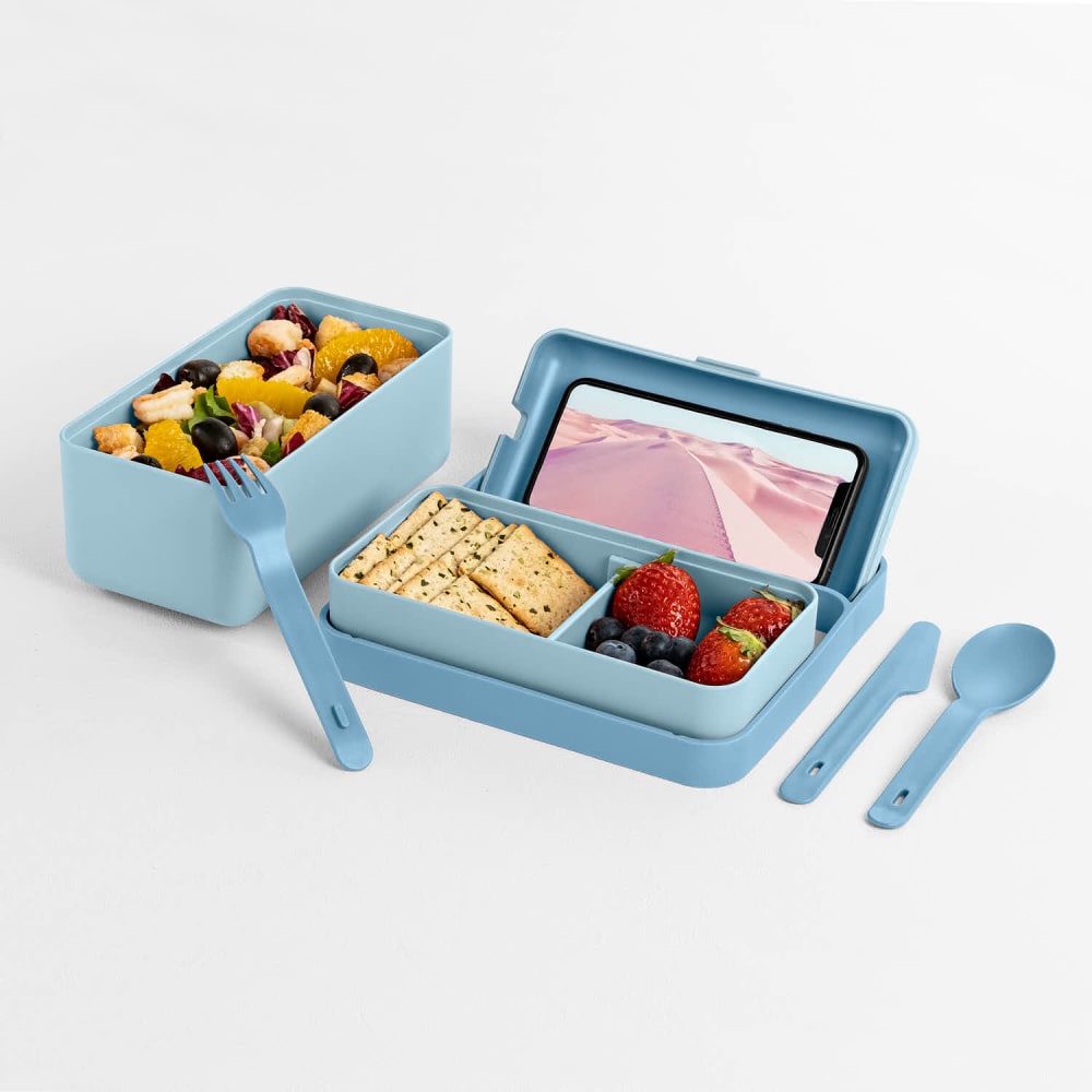 Lunchbox 2 scomparti in polipropilene azzurro - BlimPlus