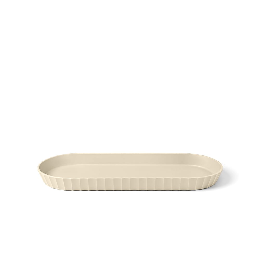 Plateau ovale en polypropylène beige opaque 37,5x15 cm