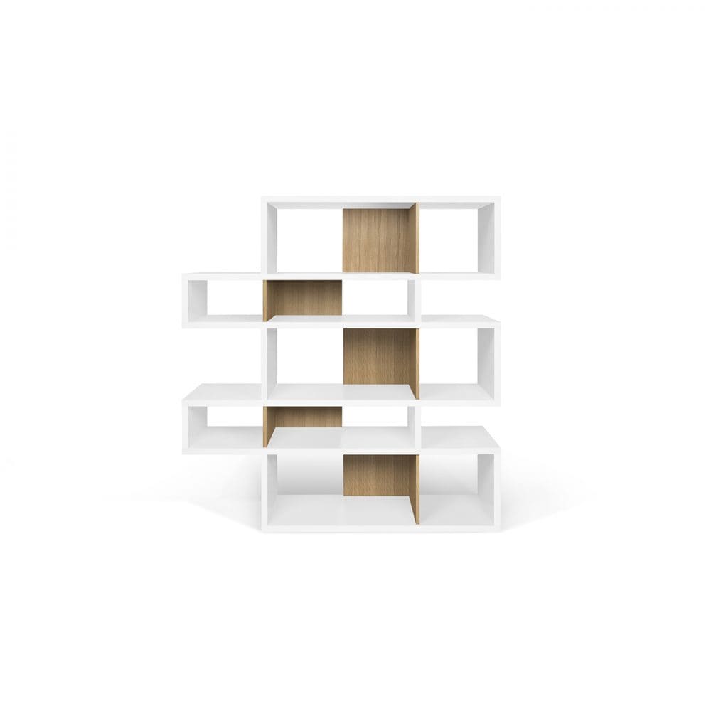 Bibliothèque blanc et chêne naturel H155