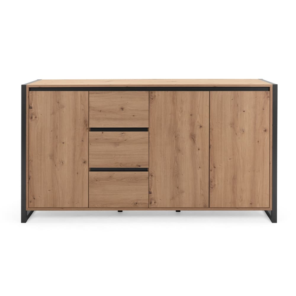 Calicosy Sideboard mit 3 Türen und 3 Schubladen L160 cm - Holzdekor style industrial Grau Spanplatte