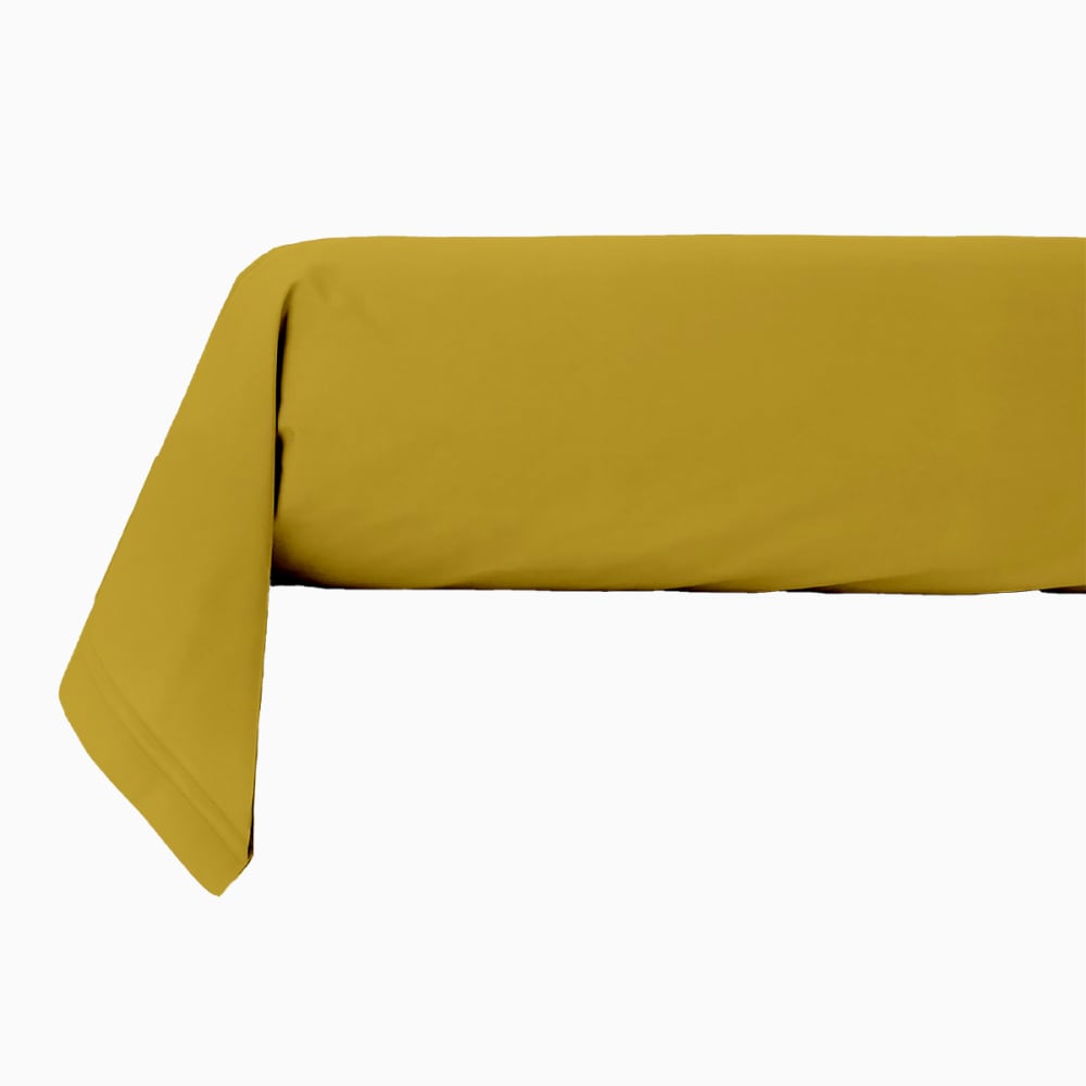 Taie traversin coton  unie jaune mimosa jaune moutarde 85x185cm