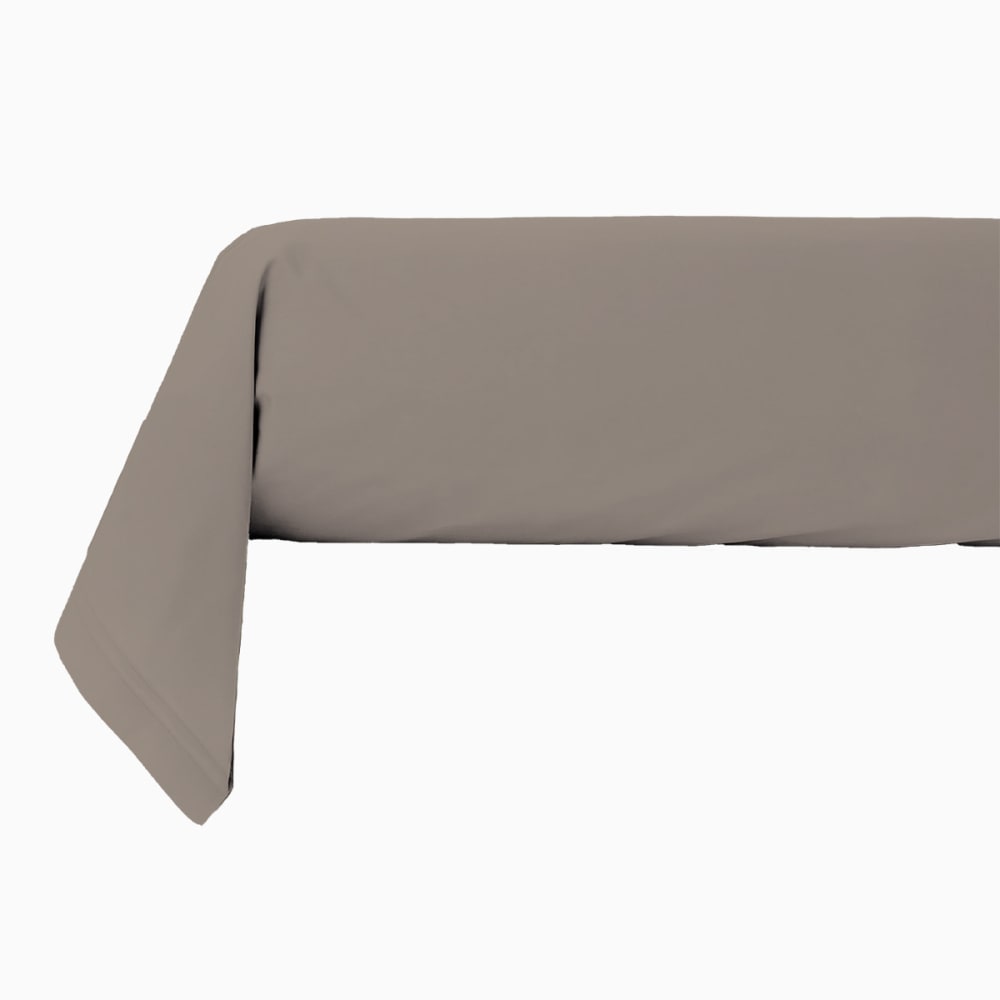 Taie traversin coton  unie taupe 85x185cm