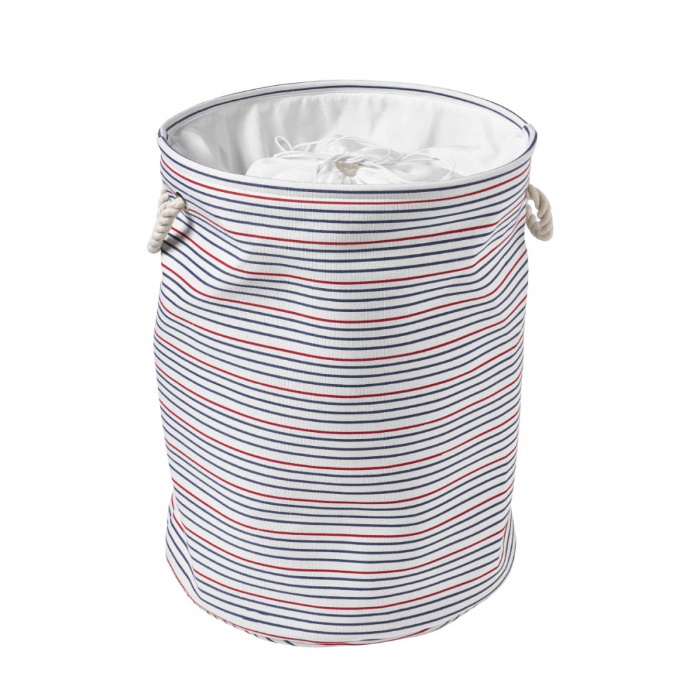Panier à linge pliable 60l rayé en polycoton