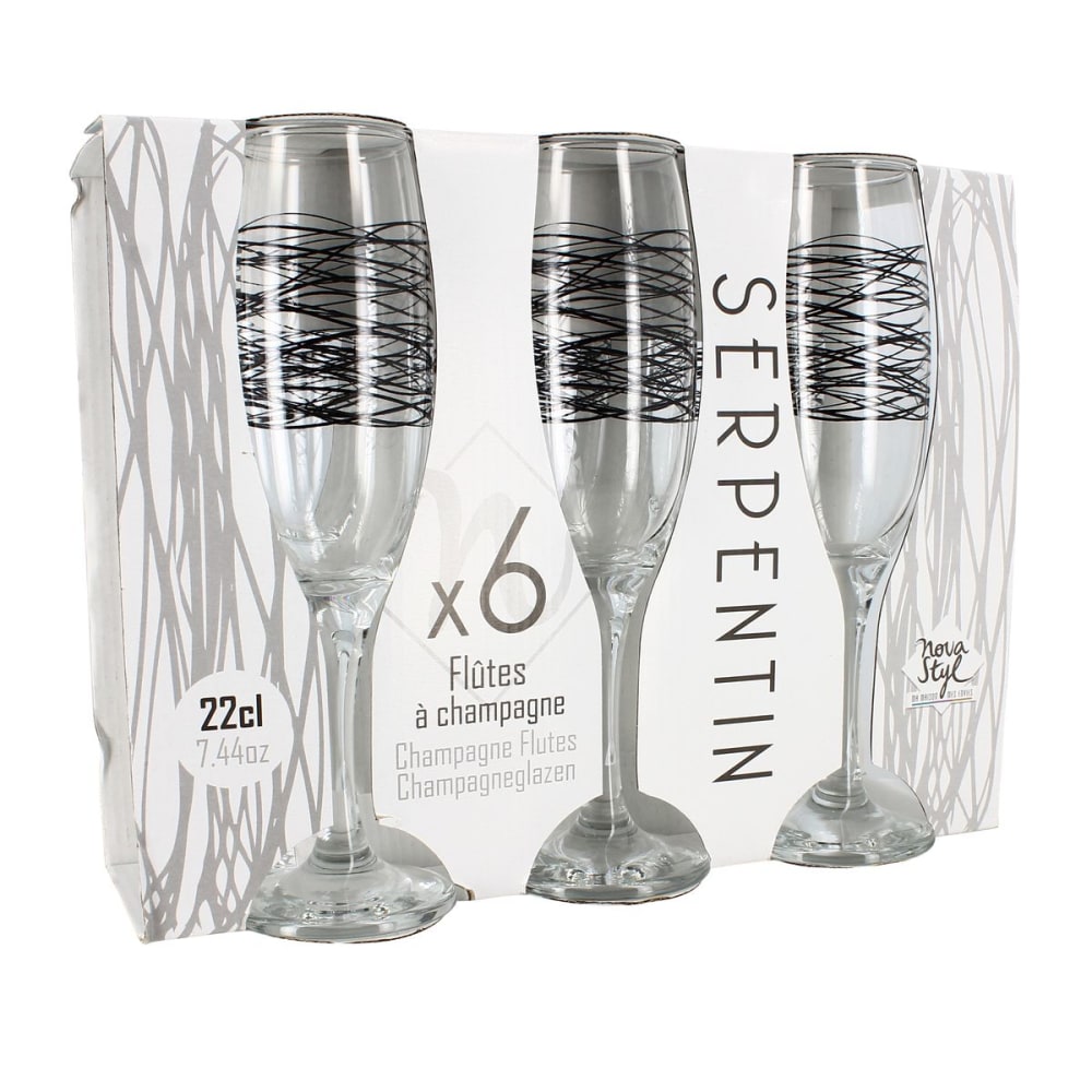 Lot de 6 flutes 22cl en verre - Maisons du Monde