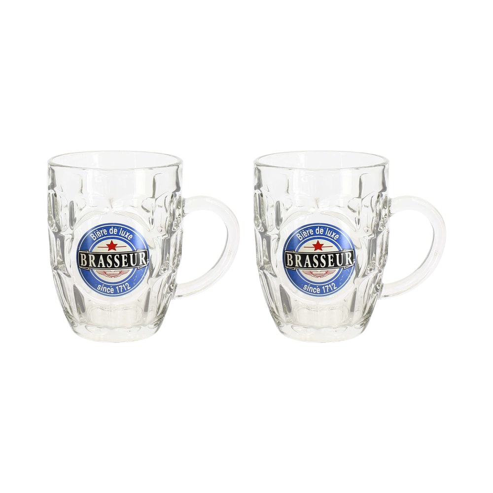 Lot de 2 chopes à bière 54cl en verre