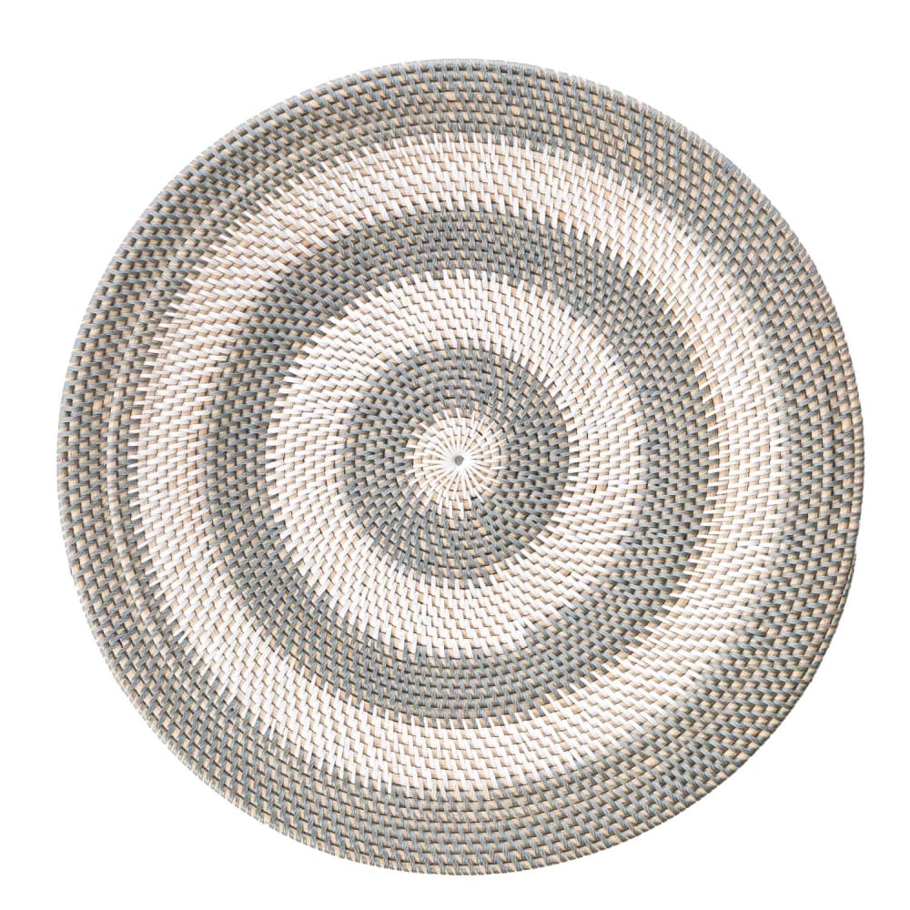 Plato decorativo de ratán gris y blanco 70 cm