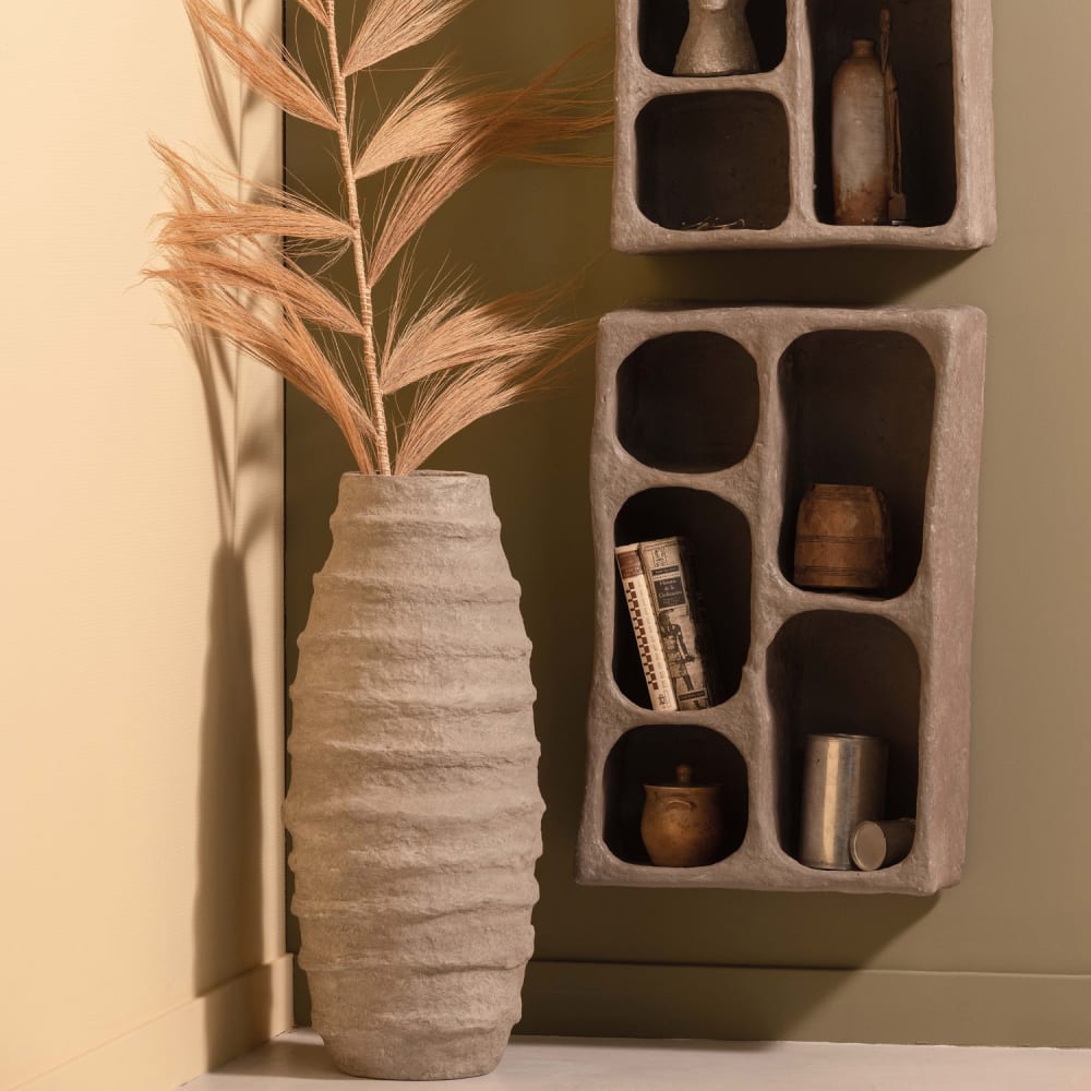 Armoire murale en papier mâché gris fait à la main - Maisons du Monde