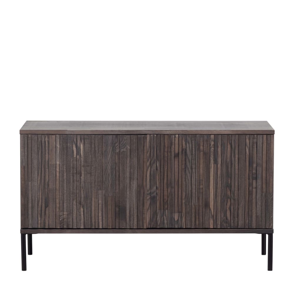 Meuble TV en bois de frêne marron avec cadre en métal noir