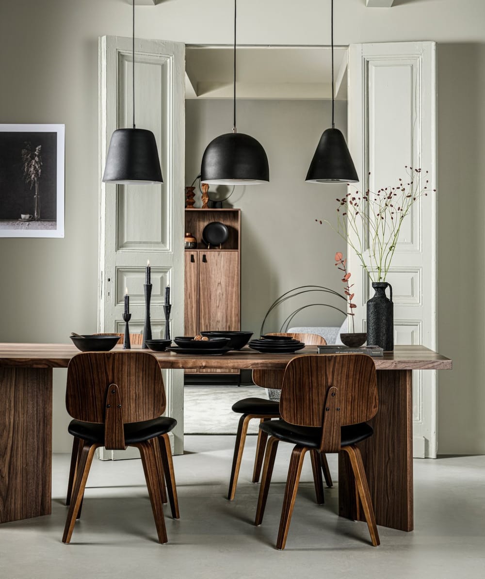Stuhl aus Kunstleder und Holzoptik Walnuss - Maisons Du Monde