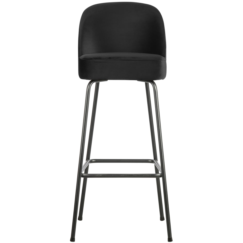 WOOOD Barstuhl aus Samtstoff, Schwarz, 80 cm style modern Schwarz Pes - Polyester
