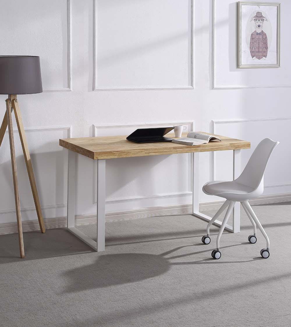 Mesa de estudio estilo industrial roble nordish patas blancas - Maisons du Monde