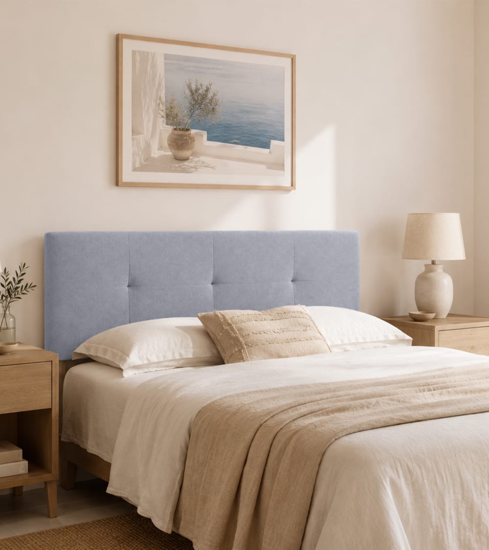 Cabecero cama en tela velvet gris cama individual 105 cm - Maisons du Monde