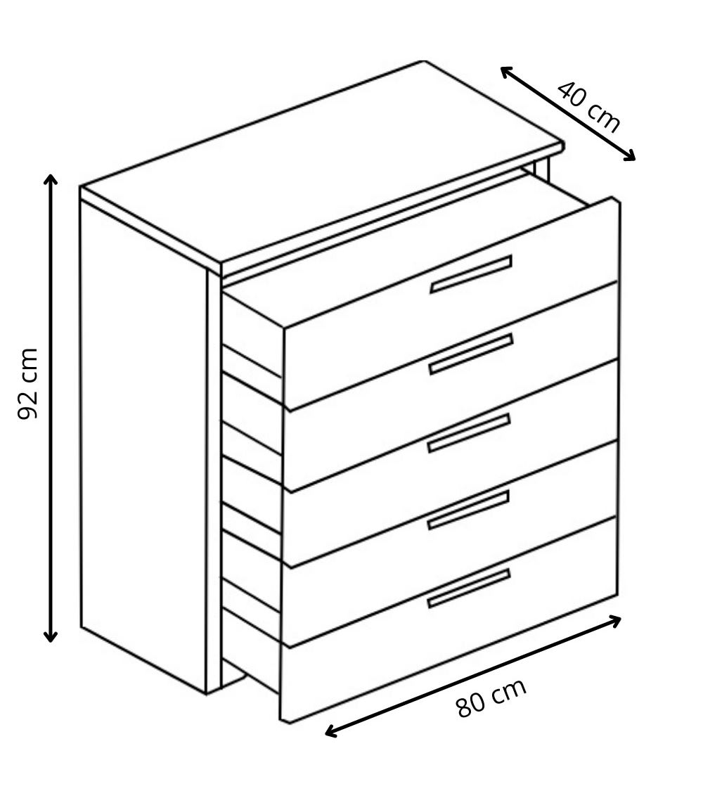 Cómoda 5 cajones 92x80x40 cm color blanco - Maisons du Monde
