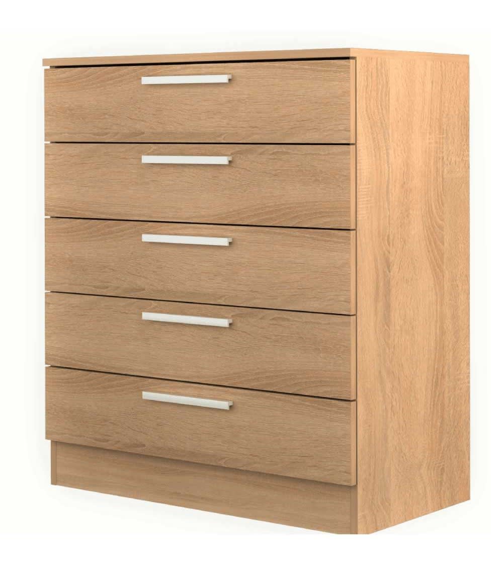 Cómoda 5 cajones 92x80x40 cm color roble - Maisons du Monde