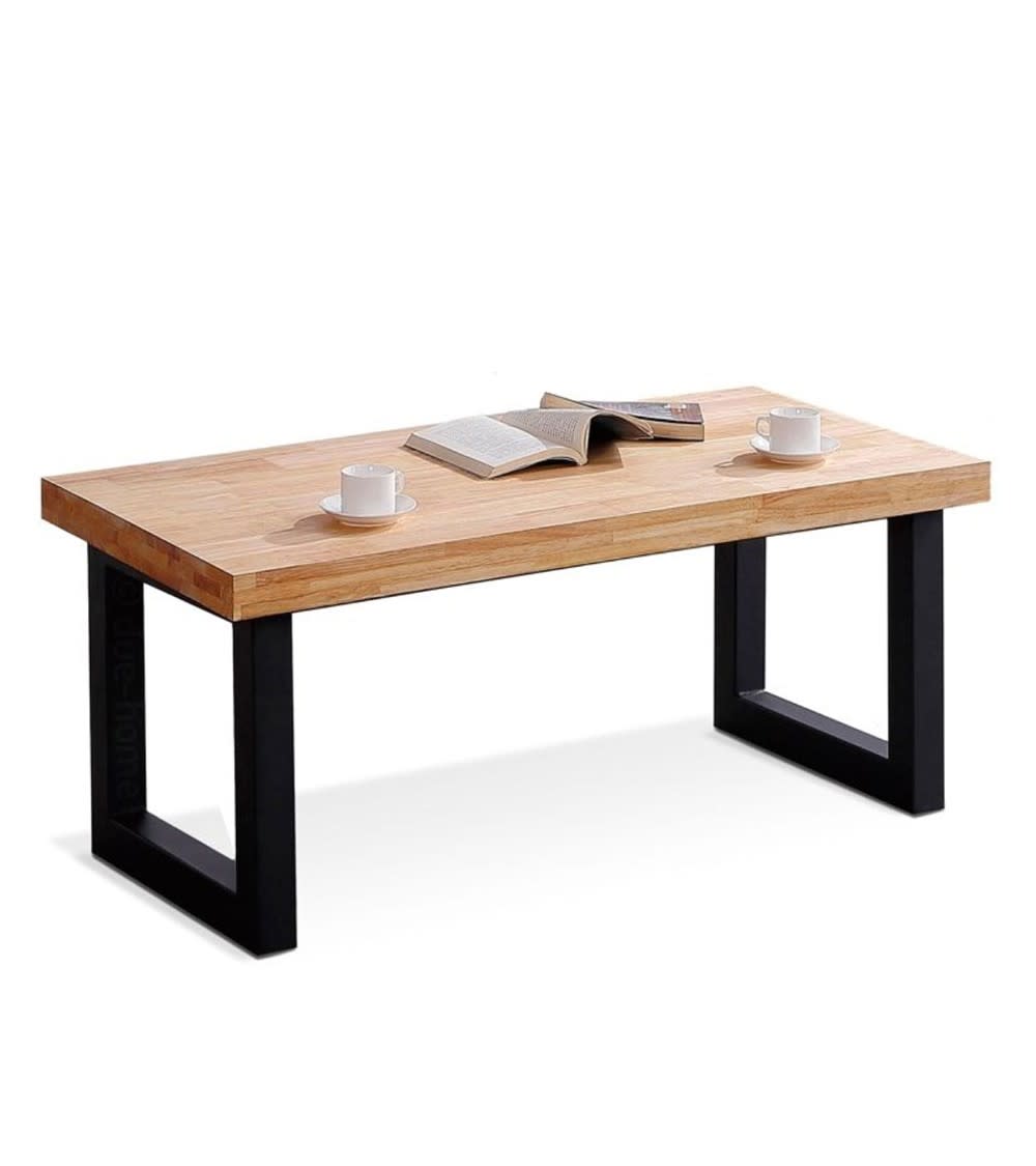 Mesa de centro elevable con patas metal y sobre madera 120x60x48