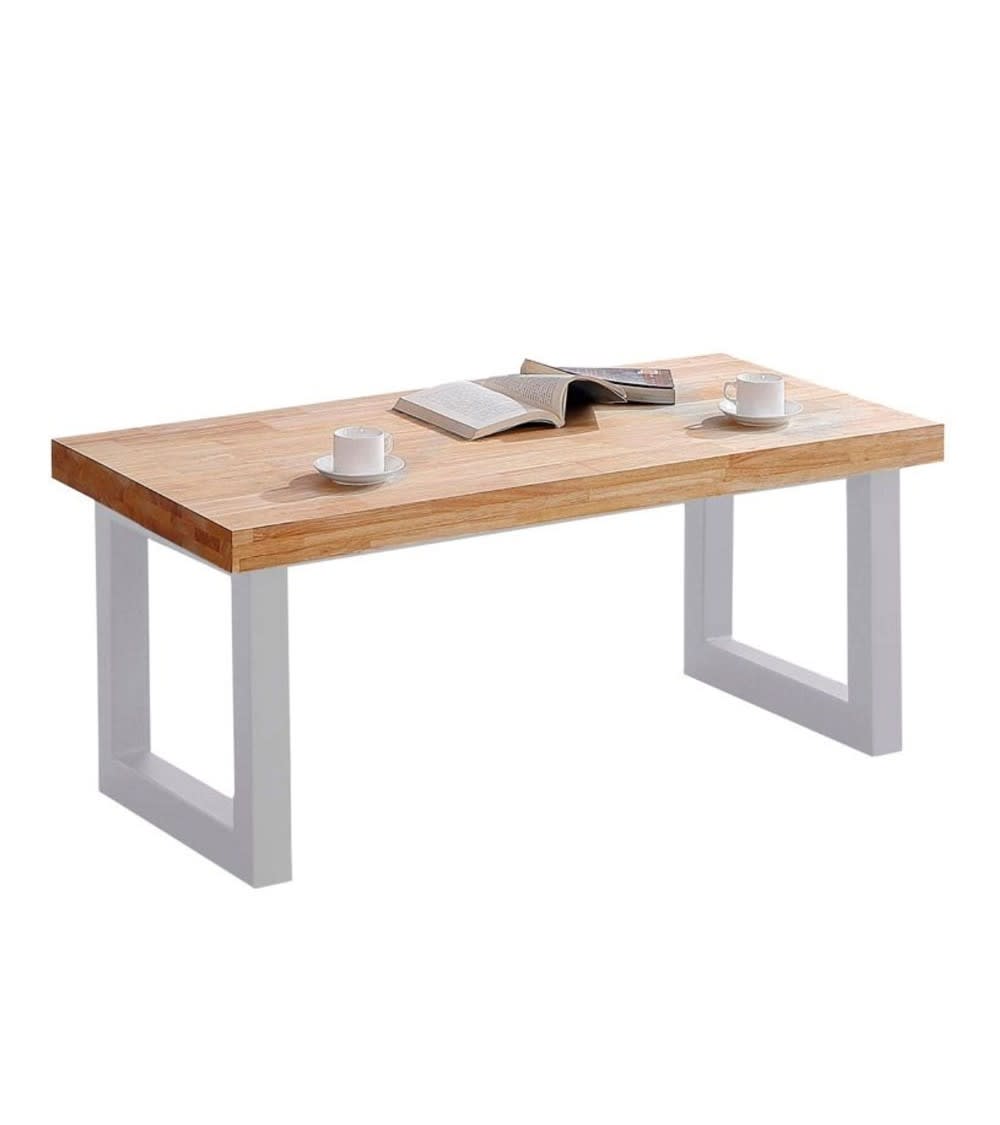 Mesa de centro elevable con patas metal y sobre madera 120x60x48