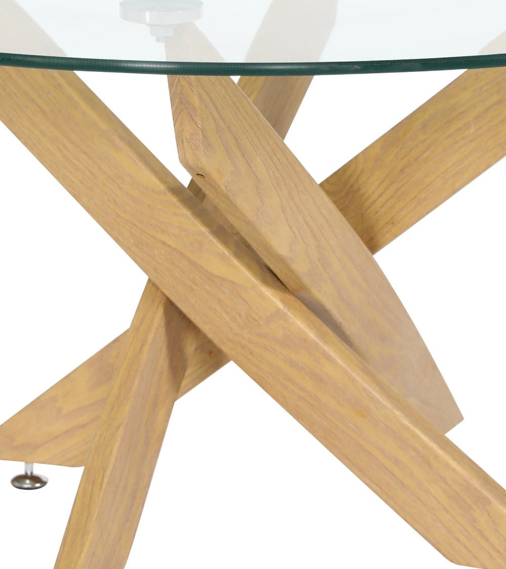 Mesa centro redonda ø80 cm de cristal con patas metal roble - Maisons du Monde