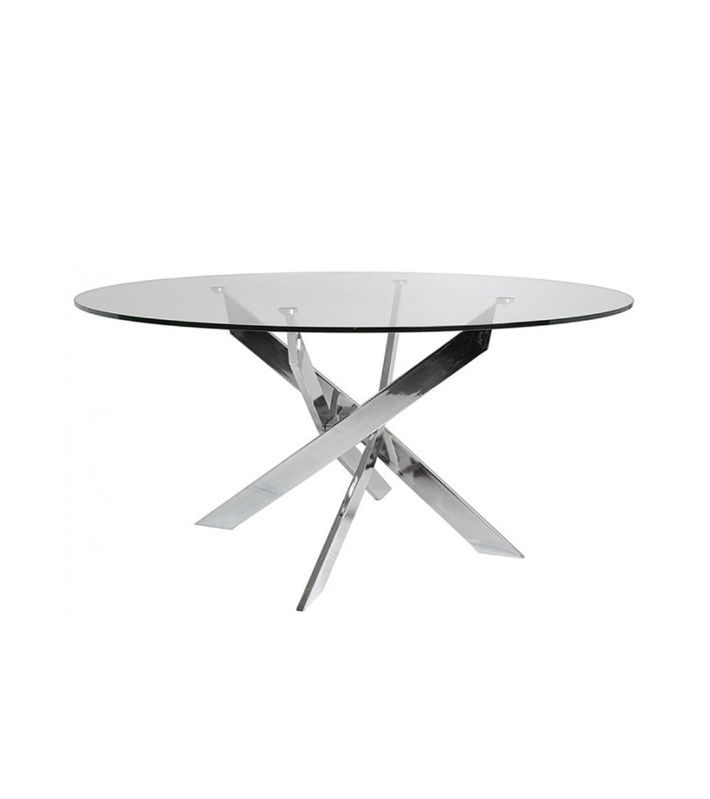 Mesa de centro redonda ø80 cm de cristal con patas metal
