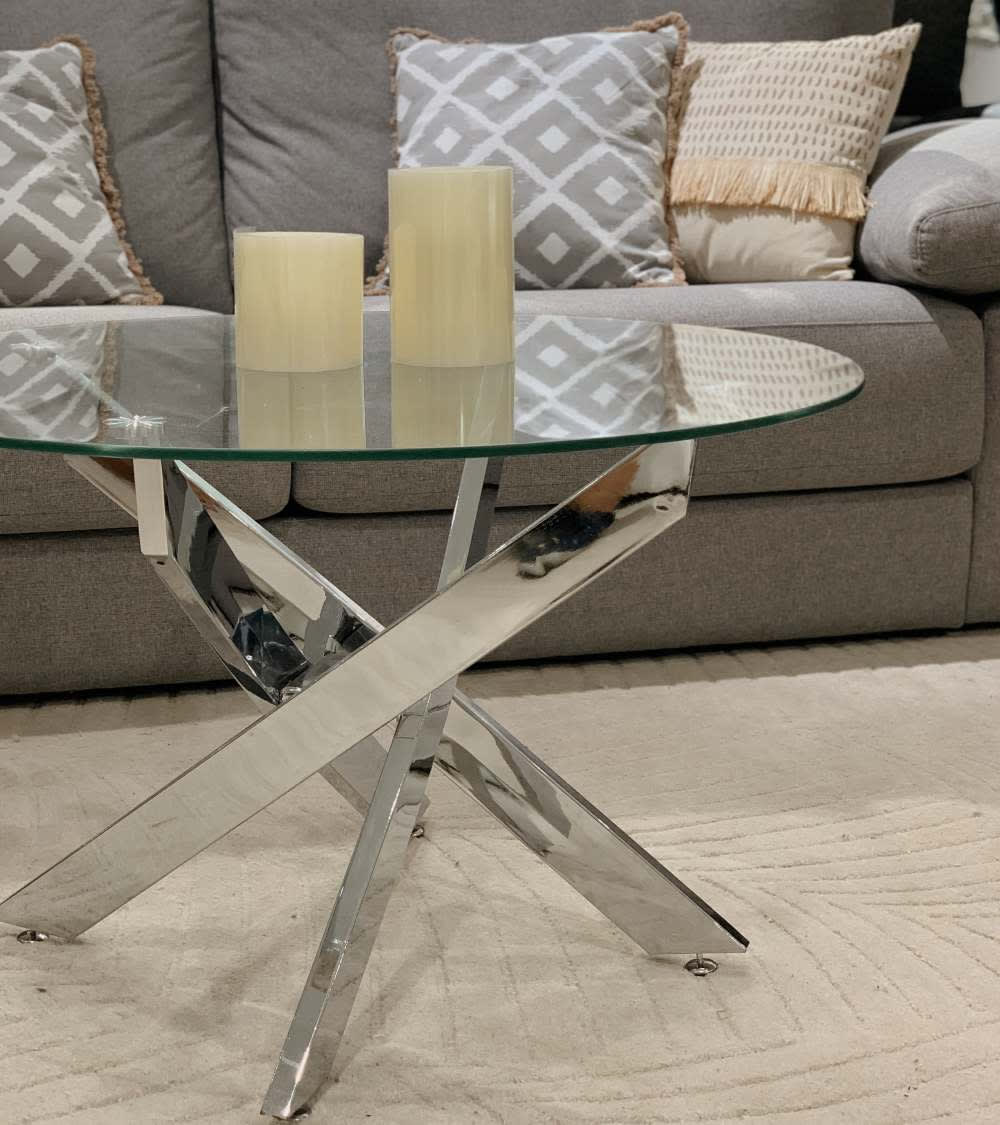 Mesa de centro redonda ø80 cm de cristal con patas metal - Maisons du Monde