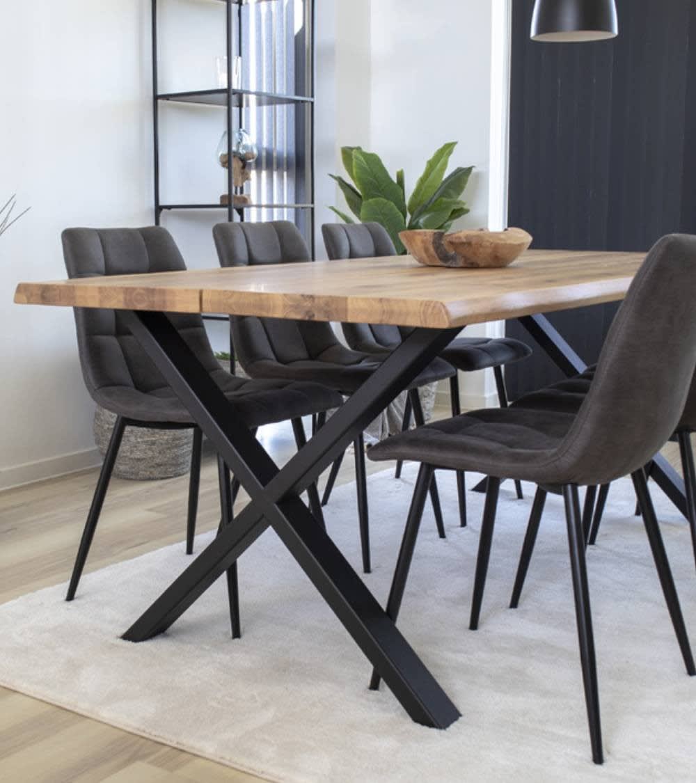 Mesa comedor roble salvaje y patas metal 'x' 200x100 cm - Maisons du Monde