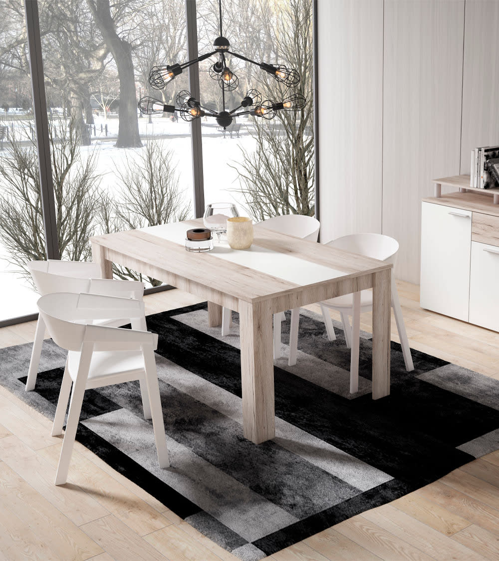 Mesa comedor fija 160x90 cm en color roble y detalle blanco - Maisons du Monde
